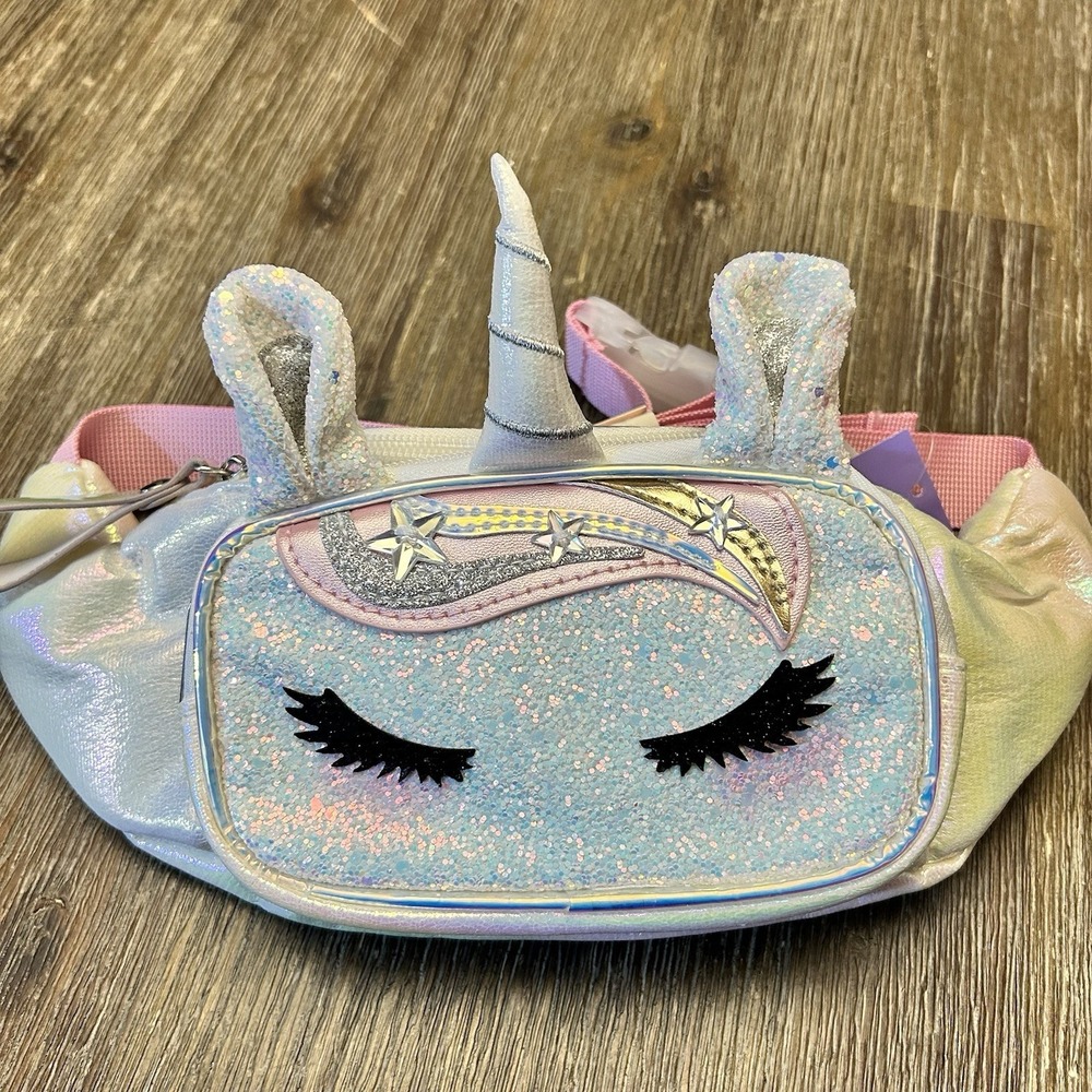 Claire's Unicorn Glitter Kids Fanny Waist Pack Bag w Stars NWT Sparkles